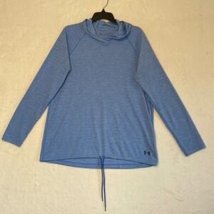 Under Armour HeatGear Hoodie Mens XL Blue Heathered Long Sleeve Drawstring Hem